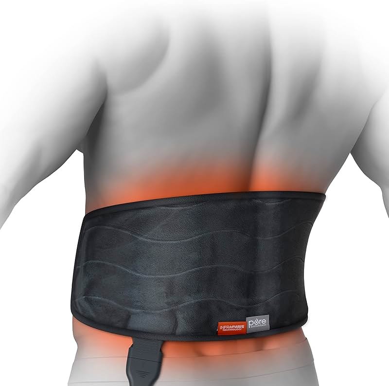 Pure Enrichment PureRelief Pro Far Infrared Universal Heat Wrap - Deep Muscle Relief for Back, Neck, Shoulder, & Knee Pain in Athletes, 4 Heat Settings, Dry/Moist Heat, Lumbar Heating Pad (Iron Gray) - Product Image