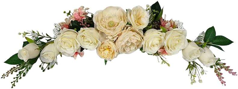 Arch Flowers, OrgMemory Artificial Floral Swags, 20" Length in Bent, Decorative Swag, Artificial Flower Swag for Door Party Wall Home Decor (Champagne) - Image 1