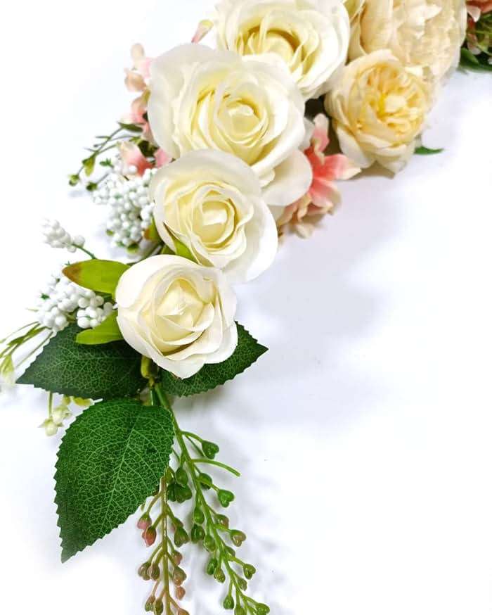 Arch Flowers, OrgMemory Artificial Floral Swags, 20" Length in Bent, Decorative Swag, Artificial Flower Swag for Door Party Wall Home Decor (Champagne) - Image 4
