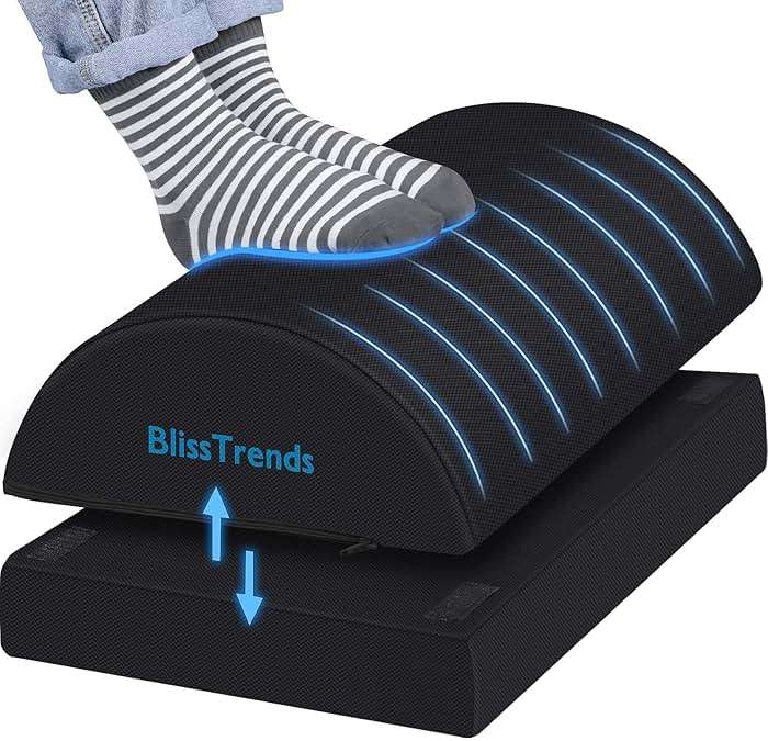 BlissTrends Foot Rest for Under Desk at Work-Versatile Foot Stool with Washable Cover-Comfortable Footrest with 2 Adjustable Heights for Car,Home and Office to Relieve Back,Lumbar,Knee Pain-Black - Image 1