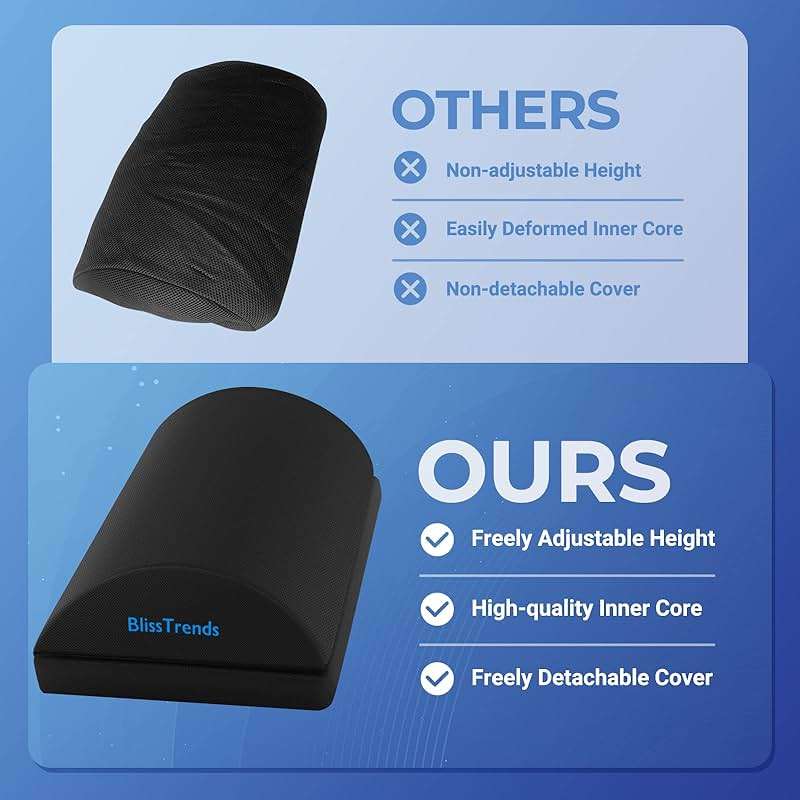 BlissTrends Foot Rest for Under Desk at Work-Versatile Foot Stool with Washable Cover-Comfortable Footrest with 2 Adjustable Heights for Car,Home and Office to Relieve Back,Lumbar,Knee Pain-Black - Image 6