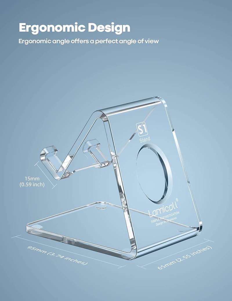 Lamicall Cell Phone Stand, Desk Accessories - Clear Office Cell Phone Holder, Acrylic Phone Stand, Desktop, Acrylic Office Gaming Desk Decor Accessories, Suitable for iPhone, 4-8'' Phone, Gifts - Image 6