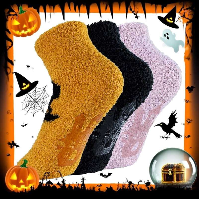 Zando Warm Fuzzy Socks with Grips Grippy Hospital Socks-Gripper Slipper No Slip Anti Slip for Home, Hospital, Yoga - Image 4