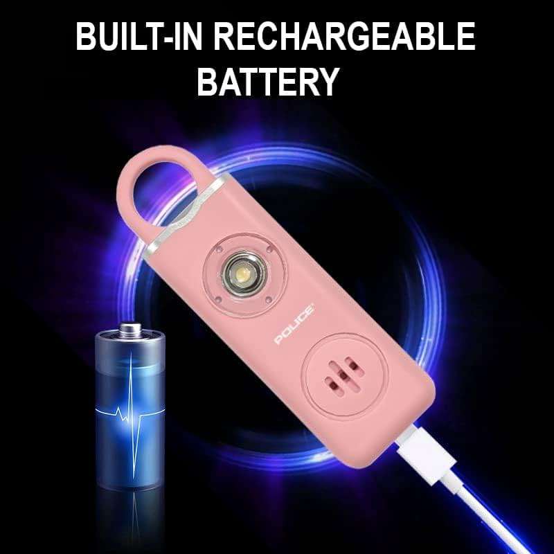 Police Personal Safety Alarm 130dB Rechargeable Emergency Self Defense Keychain with LED Flashlight & SOS for Women, Men, Kids & Seniors, Pink - Image 6