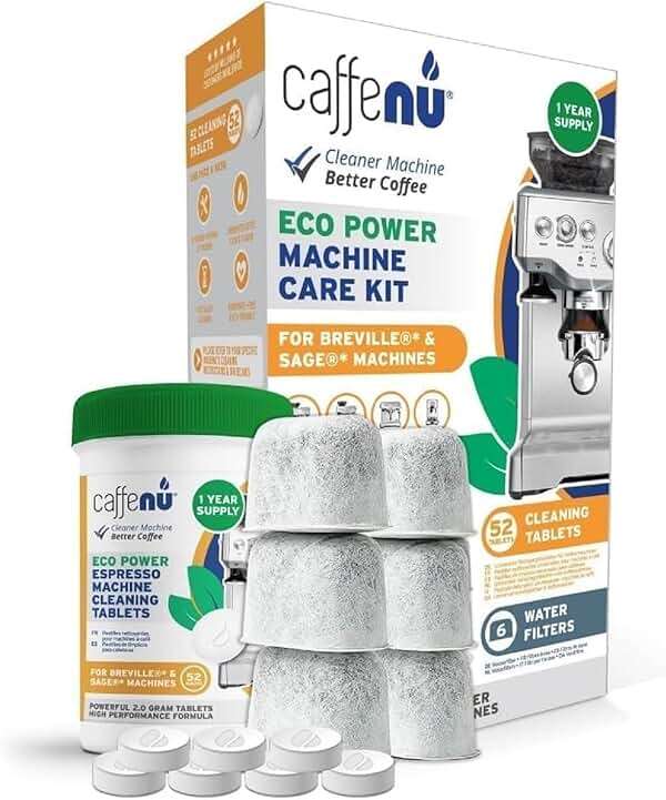 Caffenu Breville Compatible Cleaning Tablets & Water Filter. 52 Espresso Machine Cleaning Tablets & 6 Breville Filters for Espresso Machine. Removes Build-up & Filters Water Impurities. Years Supply. - Image 2