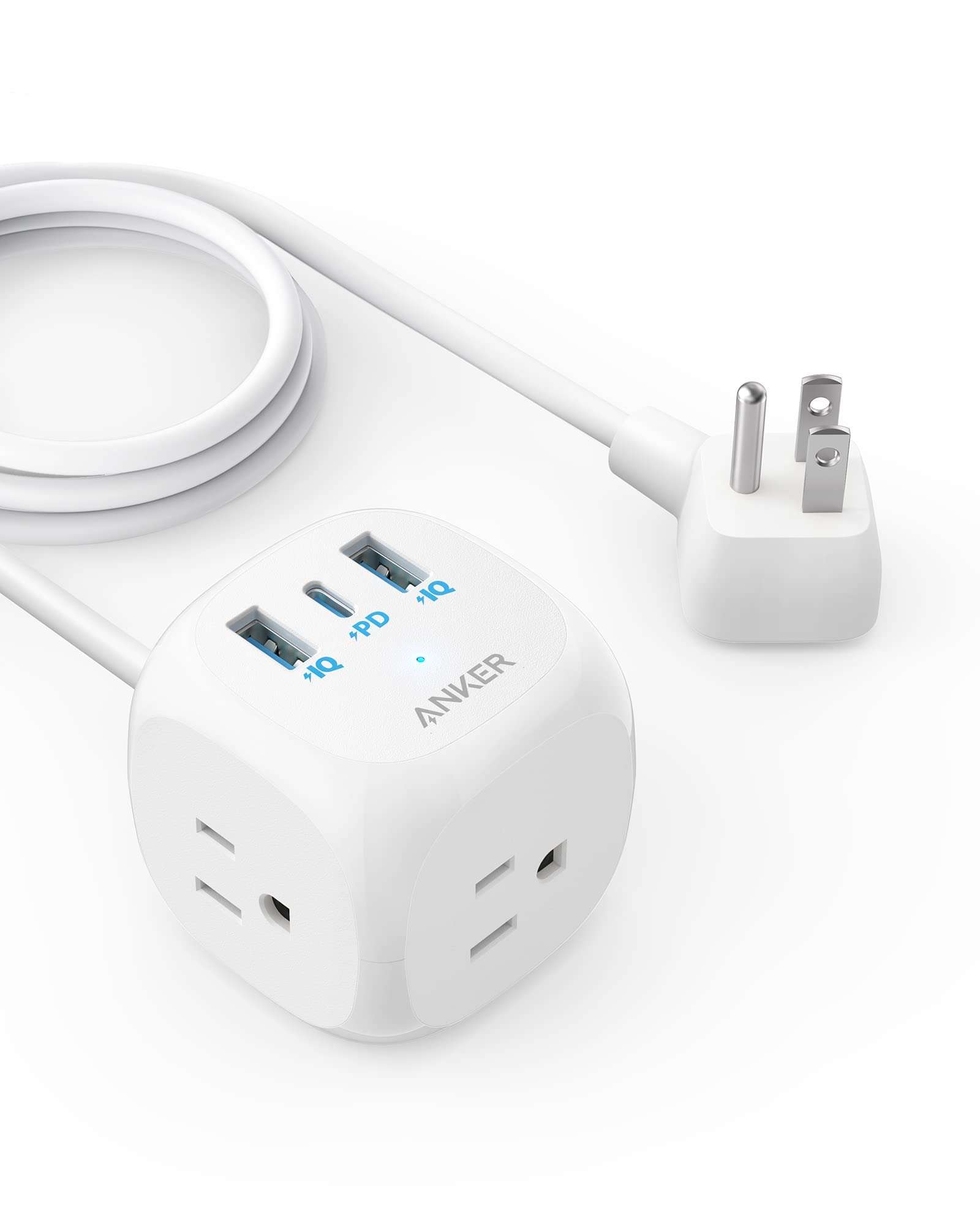Anker 321 Power Strip with 20W USB C, 3 Outlets and USB C Charging for iPhone 15/15 Plus/15 Pro/15 Pro Max, 10 ft Extension Cord, Power Delivery Charging for Dorm Rooms,Home Office - Image 1
