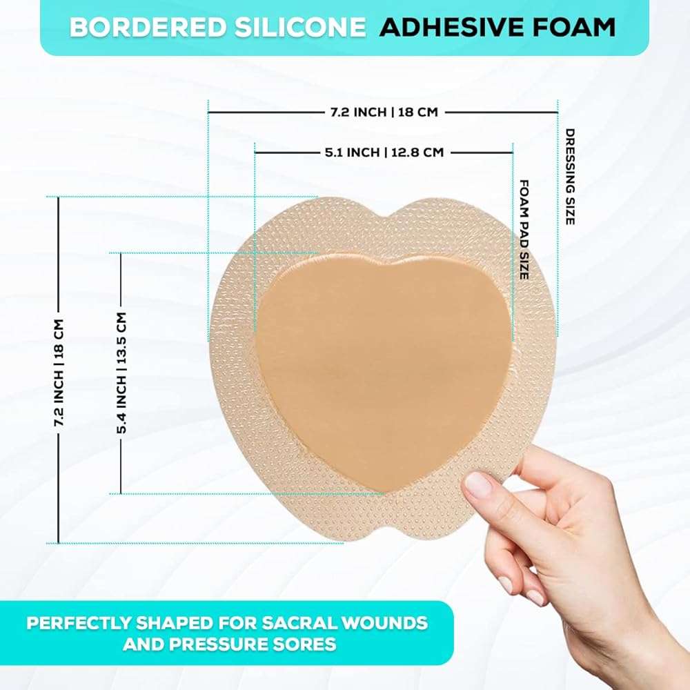 MedVance Sacral Foam Dressing, Bed Sore Bandages, Bordered Silicone Sacral Dressing, Sacrum Silicone Foam Dressing with Border, Size 7"x 7", Box of 10 dressings - Image 3