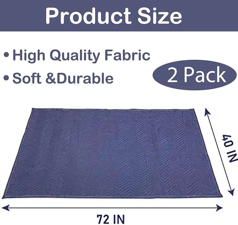 PONGHEI 2 Moving Blankets 40"x 72" Heavy Duty Packing Blankets for Moving Shipping Thick Furniture Wrapping for Moving Supplies Professional Quilted Shipping Blankets - Image 2