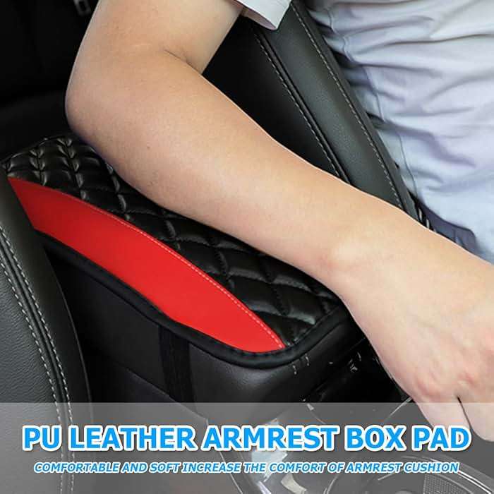 Moly Magnolia Car Center Console Cushion Pad, Universal Leather Waterproof Armrest Seat Box Cover Protector,Comfortable Car Decor Accessories Fit for Most Cars, Vehicles, SUVs (Red) - Image 7