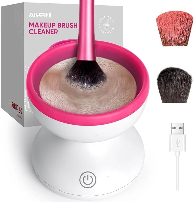 Alyfini Makeup Brush Cleaner Machine-Professional Electric Make up Brushes Cleaner Cleanser Solution for Kabuki Foundation Liquid Powder Face Makeup Self Tanner Brush,Gifts for Women Stocking Stuffers - Product Image