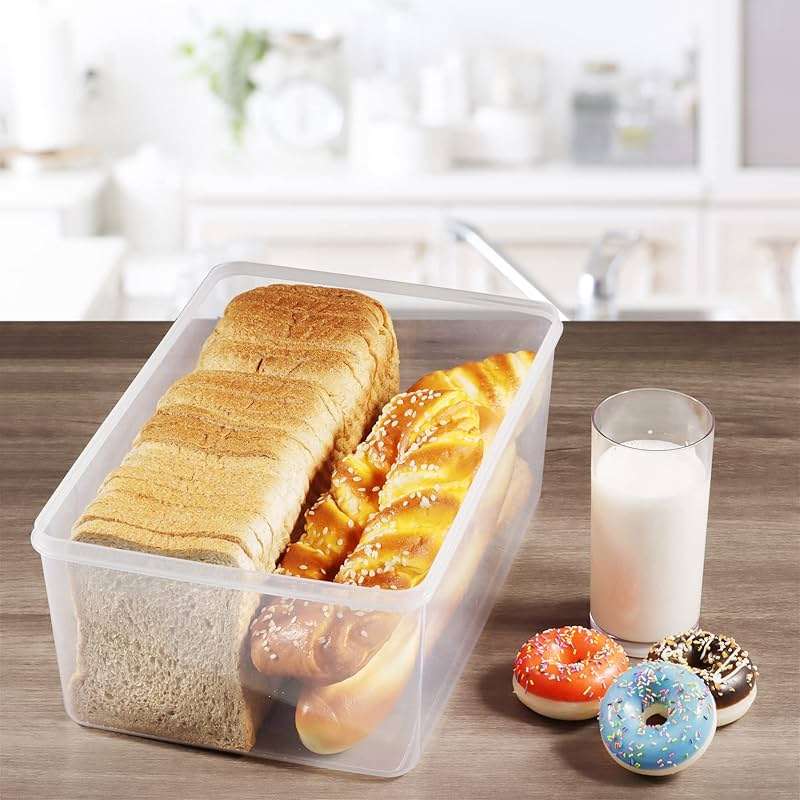 Tiawudi 2 Pack Large Bread Box for Kitchen Countertop, Airtight Bread Storage Container for Homemade Bread and Bakery Loaf, Plastic Bread Keeper, 11.6 Qt / 11L Each - Image 2