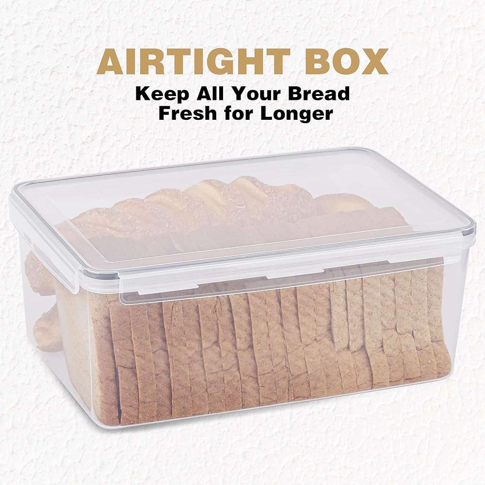 Tiawudi 2 Pack Large Bread Box for Kitchen Countertop, Airtight Bread Storage Container for Homemade Bread and Bakery Loaf, Plastic Bread Keeper, 11.6 Qt / 11L Each - Image 5