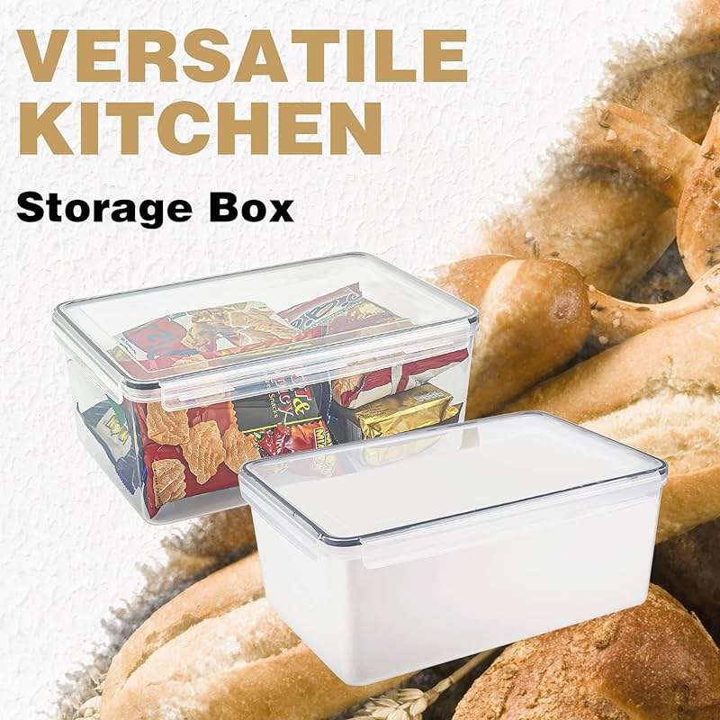 Tiawudi 2 Pack Large Bread Box for Kitchen Countertop, Airtight Bread Storage Container for Homemade Bread and Bakery Loaf, Plastic Bread Keeper, 11.6 Qt / 11L Each - Image 7