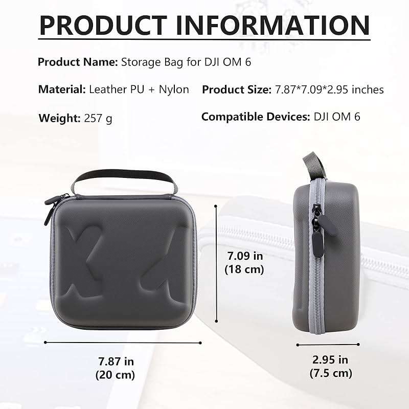 Flyekist Travel Case for DJI OM 6 - Portable Storage Bag Hardshell Carrying Case Fits DJI Osmo Mobile 6 Smartphone Gimbal Stabilizer and Accessories(Grey) - Image 3