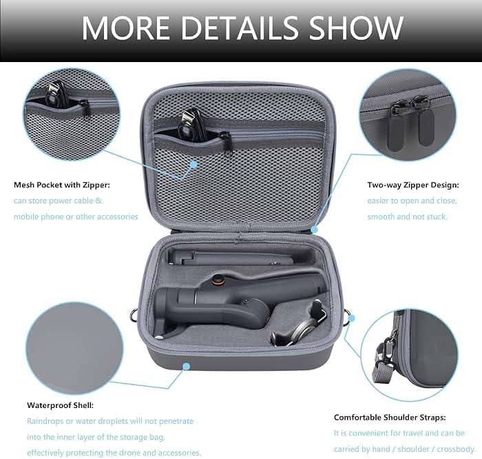 Flyekist Travel Case for DJI OM 6 - Portable Storage Bag Hardshell Carrying Case Fits DJI Osmo Mobile 6 Smartphone Gimbal Stabilizer and Accessories(Grey) - Image 5