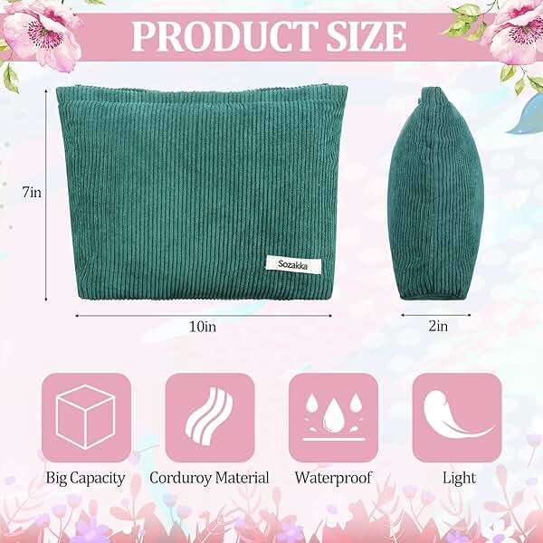 Sherr 9 Pcs Corduroy Makeup Bags 10 x 7 Inches Cosmetic Bag Large Velvet Travel Aesthetic Pouch Travel Makeup Organizer Toiletry Bag for Purse Accessories Cosmetics Pouch for Women, 9 Colors - Image 3