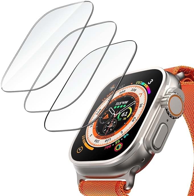 JETech Screen Protector for Apple Watch Ultra 3/2/1 49mm, Tempered Glass, HD Clear, 3 Pack - Product Image