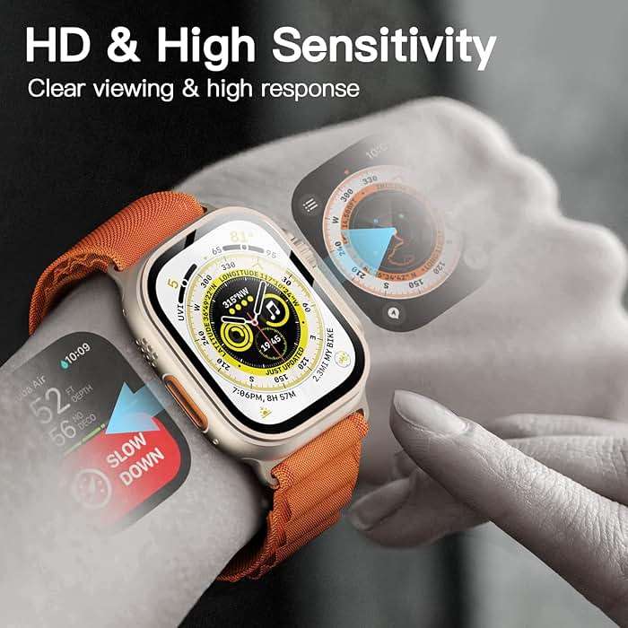 JETech Screen Protector for Apple Watch Ultra 3/2/1 49mm, Tempered Glass, HD Clear, 3 Pack - Image 7
