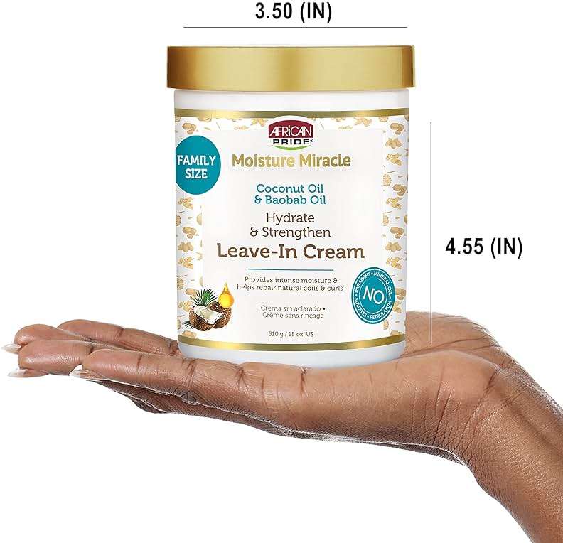 African Pride Moisture Miracle Leave-In Cream with Baobab Oil & Coconut Oil for Coily & Curly Hair, Adds Moisture, Helps Repair & Strengthen, 18 oz - Image 6