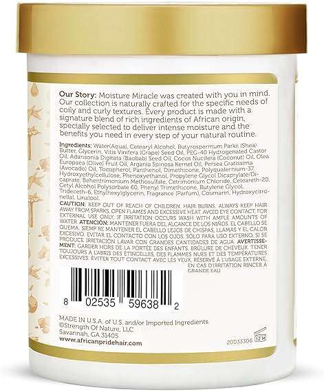African Pride Moisture Miracle Leave-In Cream with Baobab Oil & Coconut Oil for Coily & Curly Hair, Adds Moisture, Helps Repair & Strengthen, 18 oz - Image 8