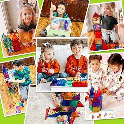 Magnetic Tiles Kids Toys STEM Magnet Toy for Toddler Magnetic Blocks Building Preschool Learning Sensory Montessori Toys for 3+ Year Old Boys and Girls, Safe Creativity Toddler Kids Toy 40PCS - Image 2