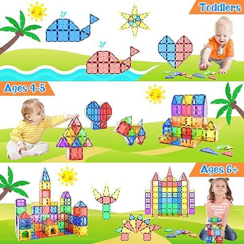 Magnetic Tiles Kids Toys STEM Magnet Toy for Toddler Magnetic Blocks Building Preschool Learning Sensory Montessori Toys for 3+ Year Old Boys and Girls, Safe Creativity Toddler Kids Toy 40PCS - Image 4