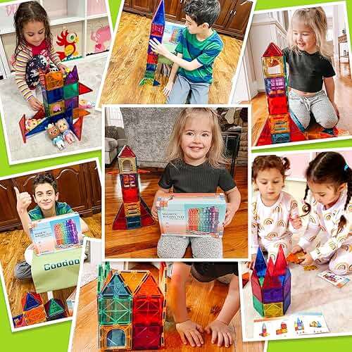 Magnetic Tiles Kids Toys STEM Magnet Toy for Toddler Magnetic Blocks Building Preschool Learning Sensory Montessori Toys for 3+ Year Old Boys and Girls, Safe Creativity Toddler Kids Toy 40PCS - Image 7