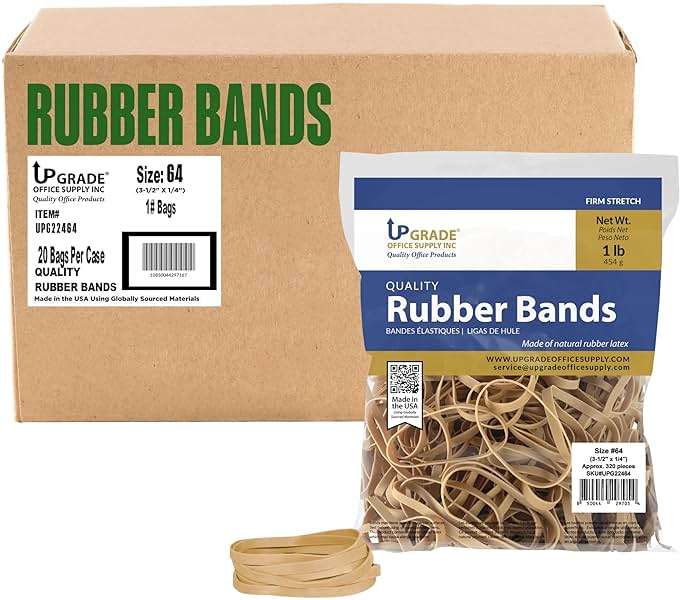 Upgrade Office Supply UPG22464 Rubber Bands, Size #64 (3-1/2 in x 1/4 in), 320 Bands, 1 lb Bag, USA - Image 6