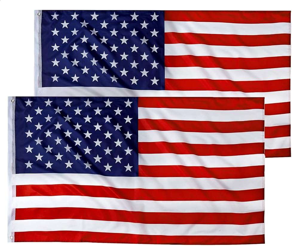 CASTDREAM American US Flag 3x5, 2 Pack Vibrant Color & Fade Resistant US Flags for Outside 3x5 ft Flags Double Stitched Long Lasting Polyester with Durable Brass Grommets USA Flag - Image 1