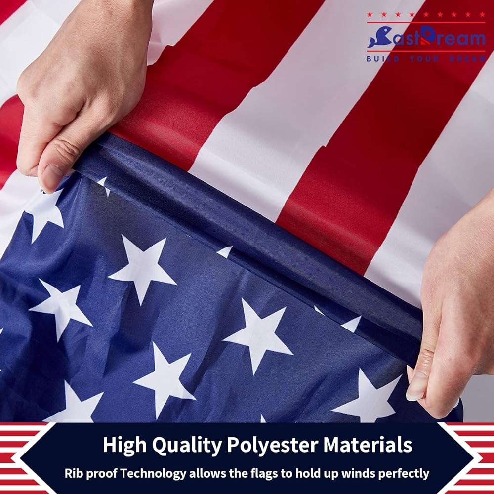CASTDREAM American US Flag 3x5, 2 Pack Vibrant Color & Fade Resistant US Flags for Outside 3x5 ft Flags Double Stitched Long Lasting Polyester with Durable Brass Grommets USA Flag - Image 3