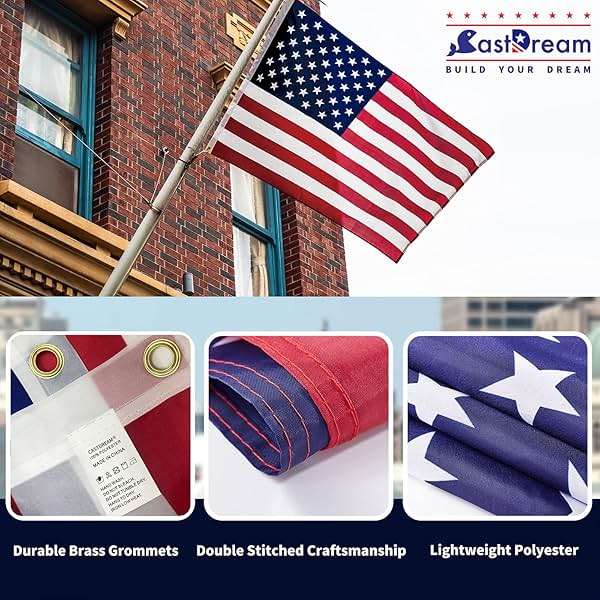 CASTDREAM American US Flag 3x5, 2 Pack Vibrant Color & Fade Resistant US Flags for Outside 3x5 ft Flags Double Stitched Long Lasting Polyester with Durable Brass Grommets USA Flag - Image 6