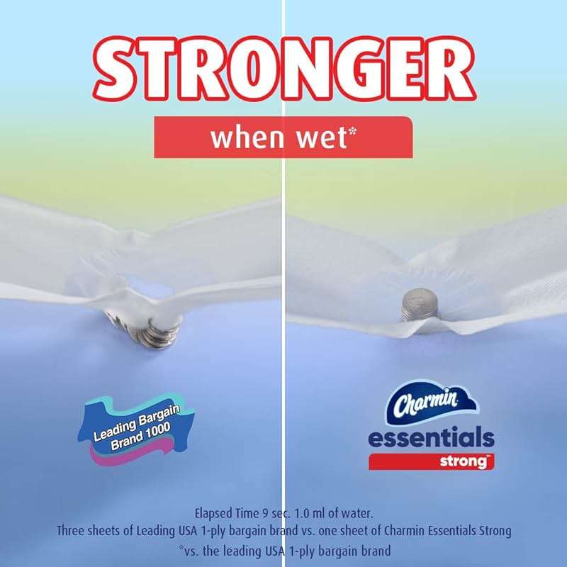 Charmin Essentials Strong Toilet Paper, 9 Mega Rolls = 36 Regular Rolls - Image 3