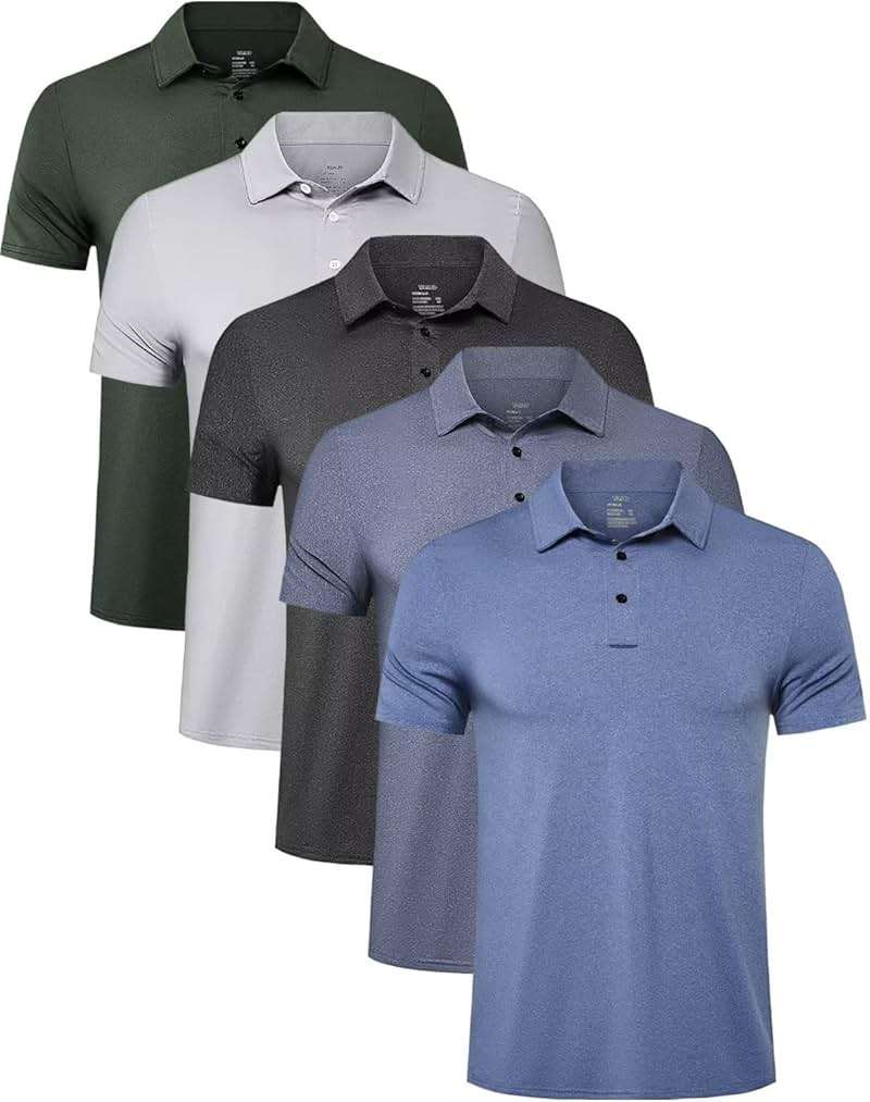 TELALEO 4/5 Pack Mens Polo Shirts Quick Dry Short Sleeve Golf T Shirt Performance Moisture Wicking Casual Workout - Image 1