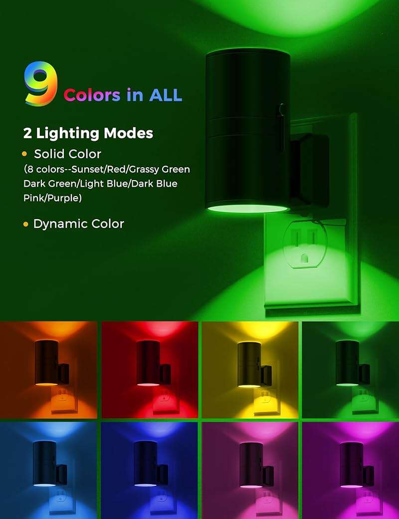 L LOHAS LED Night Light, Night Lights Plug into Wall, Color Changing Nightlight RGB with Light Sensor, Home Decor for Kids Gifts, Halloween, Christmas, Holiday, Hallway Bedroom Kids’ Room, 2 Pack - Image 3