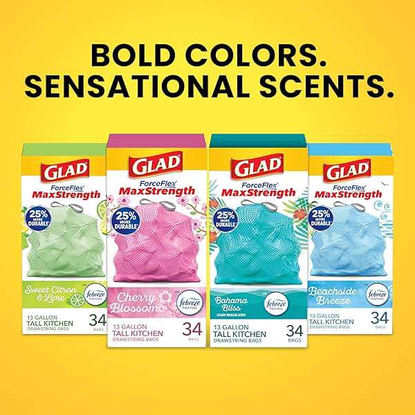 Glad Tall Kitchen Trash Bags 13 Gallon, MaxStrength Cherry Blossom Garbage Bags, Odorshield with Drawstring, 34 Count - Image 9