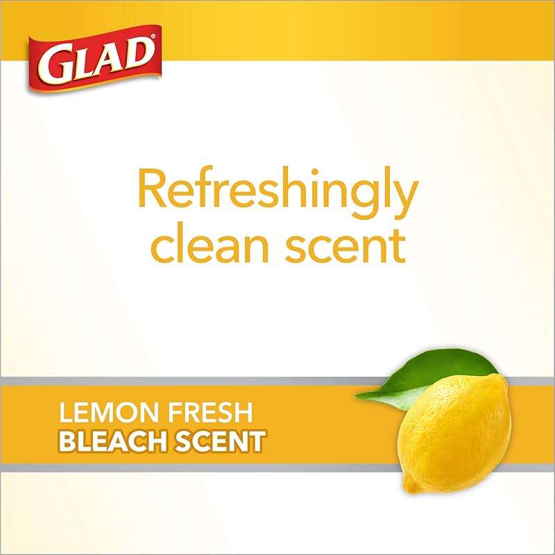 Glad Medium Trash Bags, 8 Gallon, Lemon Fresh Bleach Garbage Bags, Resists Bacterial Odors with Drawstring, 26 Count - Image 3