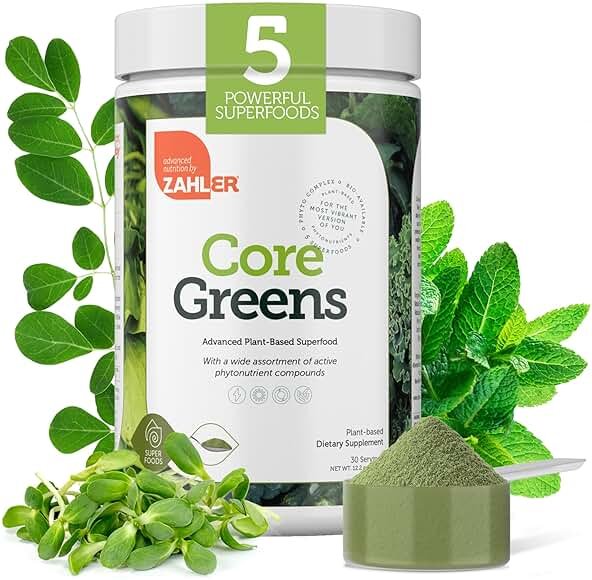 Zahler Core Greens Powder Nutrition Supplements - Superfood Powder - Super Green Juice & Smoothie Mix - Phytonutrient Rich with Spirulina, Chlorophyll & More - Kosher Superfood - Product Image