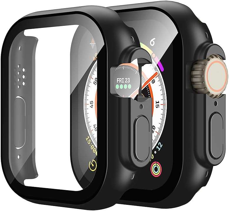 Misxi 2 Pack Hard PC Case Built in Tempered Glass Compatible with 49mm Apple Watch Ultra 3 / Ultra 2 / Ultra, Thin Protective Case with Screen Protector for iWatch Ultra3/Ultra2/Ultra, Shockproof Cover with Button, Black - Image 1