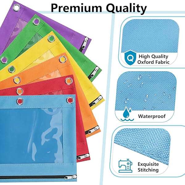 Forvencer Pencil Pouch for 3 Ring Binder, Large Pencil Case Pouch with 3 Reinforced Grommets, Pen Bag, Clear Window Pencil Case, Binder Accessories, Black - Image 3