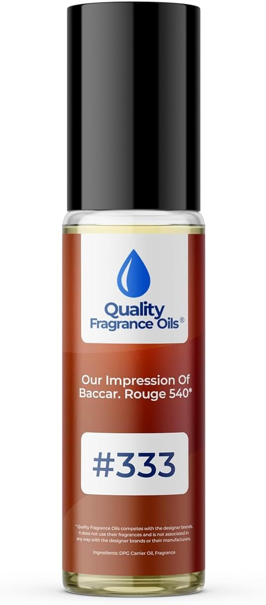 Quality Fragrance Oils' Bacarat Rouge 540 Impression #333 | Long-Lasting Perfume Oil, Alcohol-Free, Strong Scent, 10ml Roll-On | Affordable Alternative to Designer Fragrances - Product Image