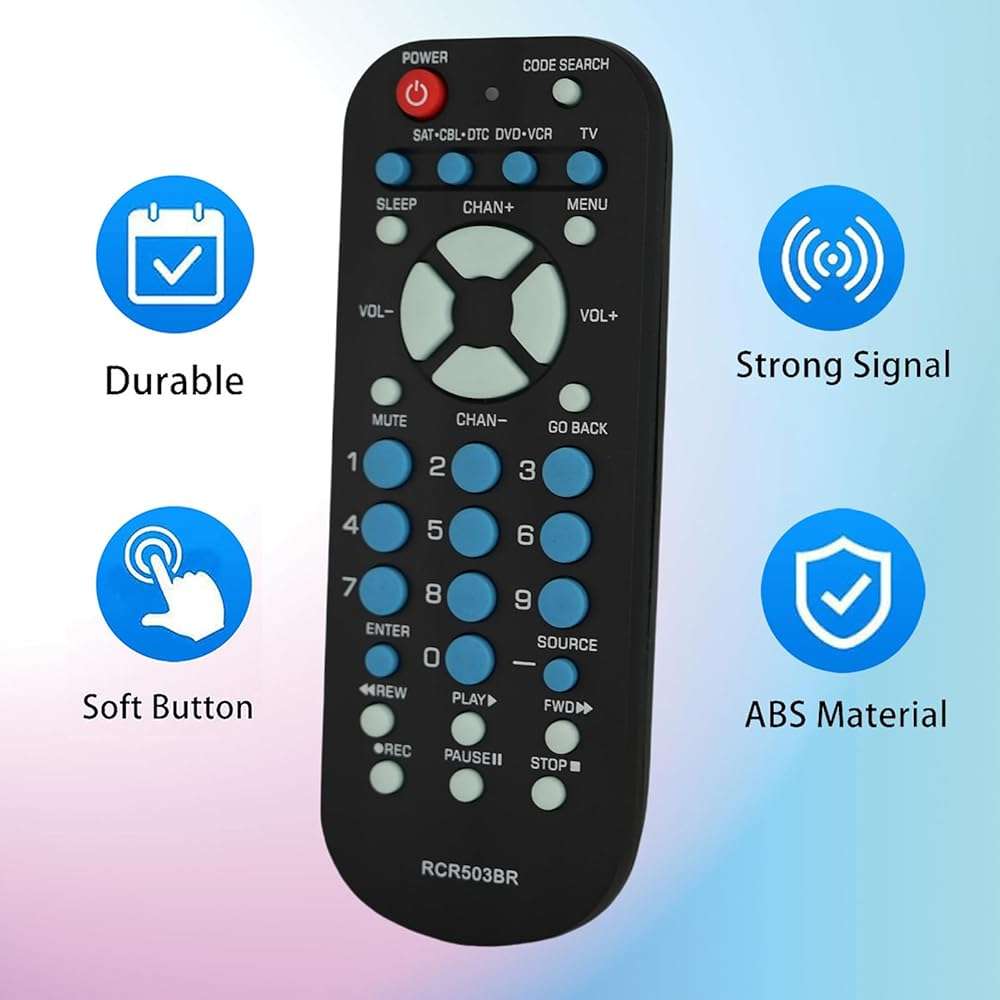 3-Device Universal Remote Control RCR503BR sub RCR503BE RCR503BZ Compatible for Most Major Remote Brands TV DVD or VCR Satellite Receiver Cable Box Digital TV Converter Palm-Sized - Image 3