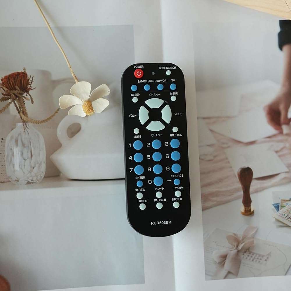 3-Device Universal Remote Control RCR503BR sub RCR503BE RCR503BZ Compatible for Most Major Remote Brands TV DVD or VCR Satellite Receiver Cable Box Digital TV Converter Palm-Sized - Image 4