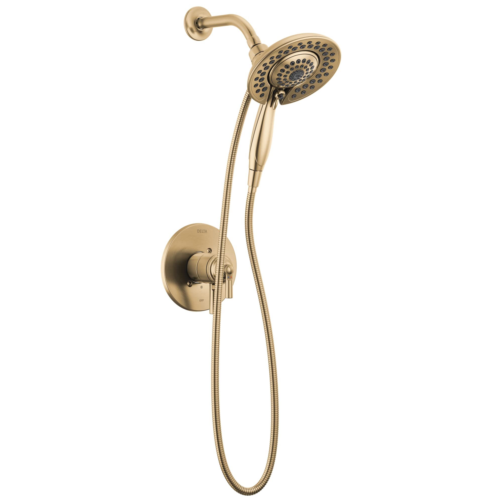 Delta Saylor 17 Series Brushed Gold Dual-Function Shower Faucet Set with In2ition 2-in-1 Dual Shower Head with HandHeld Spray Combo, Valve Trim Kit, Champagne Bronze T17235-CZ-I (Valve Not Included) - Product Image
