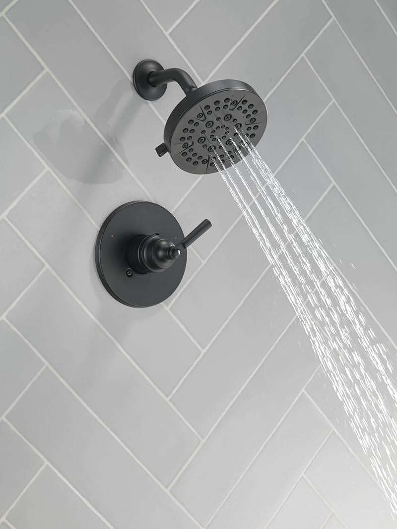 Delta Saylor 14 Series 5-Setting Shower Faucet Set, Matte Black Shower Head and Handle Set, Valve Trim Kit, Matte Black T14235-BL (Valve Not Included) - Image 2