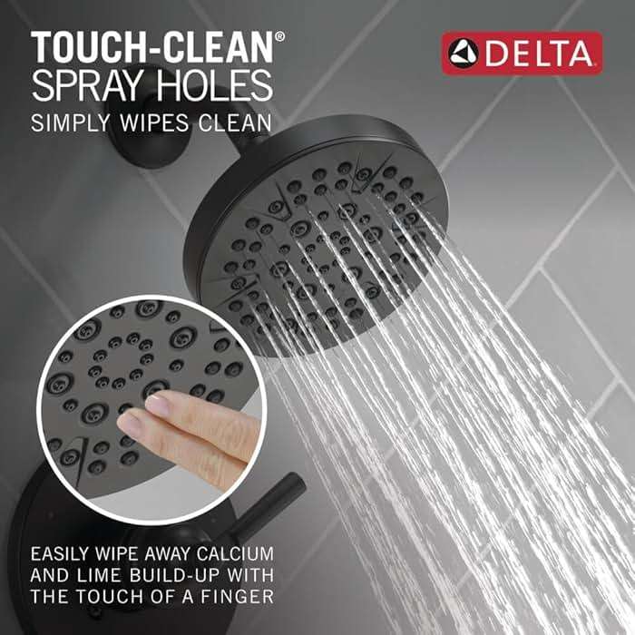 Delta Saylor 14 Series 5-Setting Shower Faucet Set, Matte Black Shower Head and Handle Set, Valve Trim Kit, Matte Black T14235-BL (Valve Not Included) - Image 4
