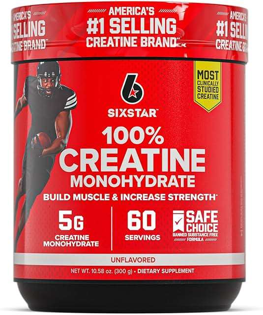 Six Star 100% Creatine Monohydrate Powder - Unflavored Micronized Creatine Monohydrate Supplement for Workout Performance, Muscle Building & Strength - Creatine Powder for Women & Men - 60 Servings - Image 1
