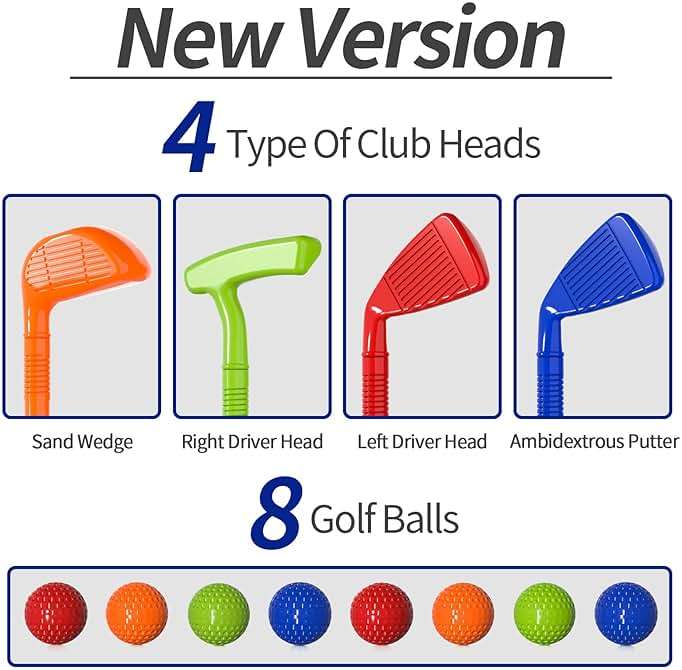 Bennol Golf Toy Set for Kids Toddlers 1-3 2-4 3-5 4-8 Years Old Boys Birthday Gifts, Upgrade Outdoor Toys Golf Game with Golf Cart, Putting Mat, 4 Clubs and 8 Balls - Image 2