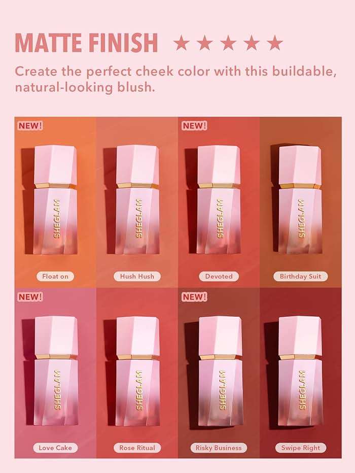 SHEGLAM Color Bloom Liquid Blush Makeup for Cheeks Matte Finish - Love Cake - Image 5