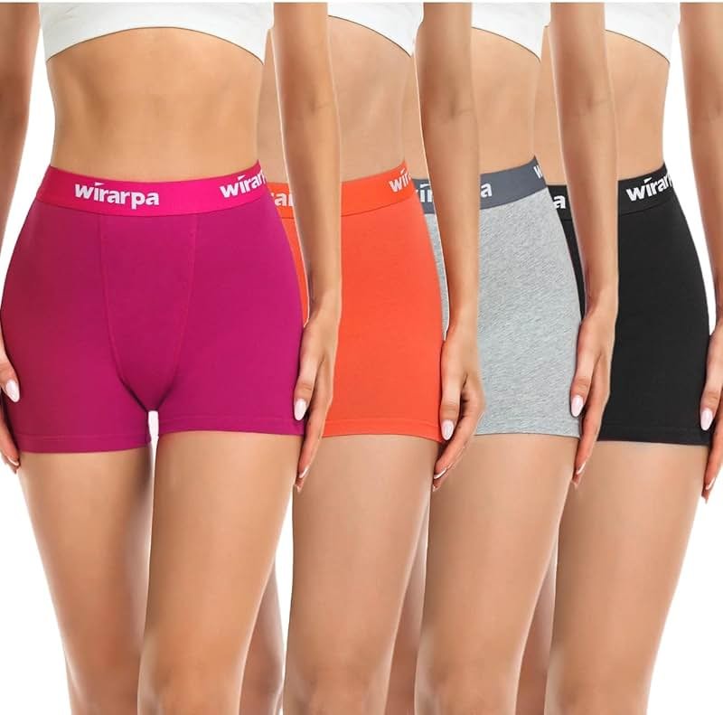 wirarpa Women's Cotton Boxer Briefs Underwear Boy Shorts 3" Inseam 4 Pack - Product Image