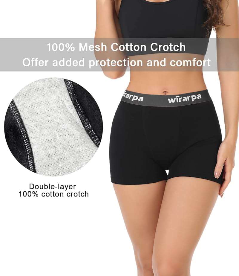 wirarpa Women's Cotton Boxer Briefs Underwear Boy Shorts 3" Inseam 4 Pack - Image 4